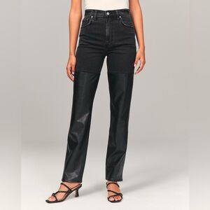 Abercrombie Mixed Fabric Ultra High Rise 90’s Straight Jean